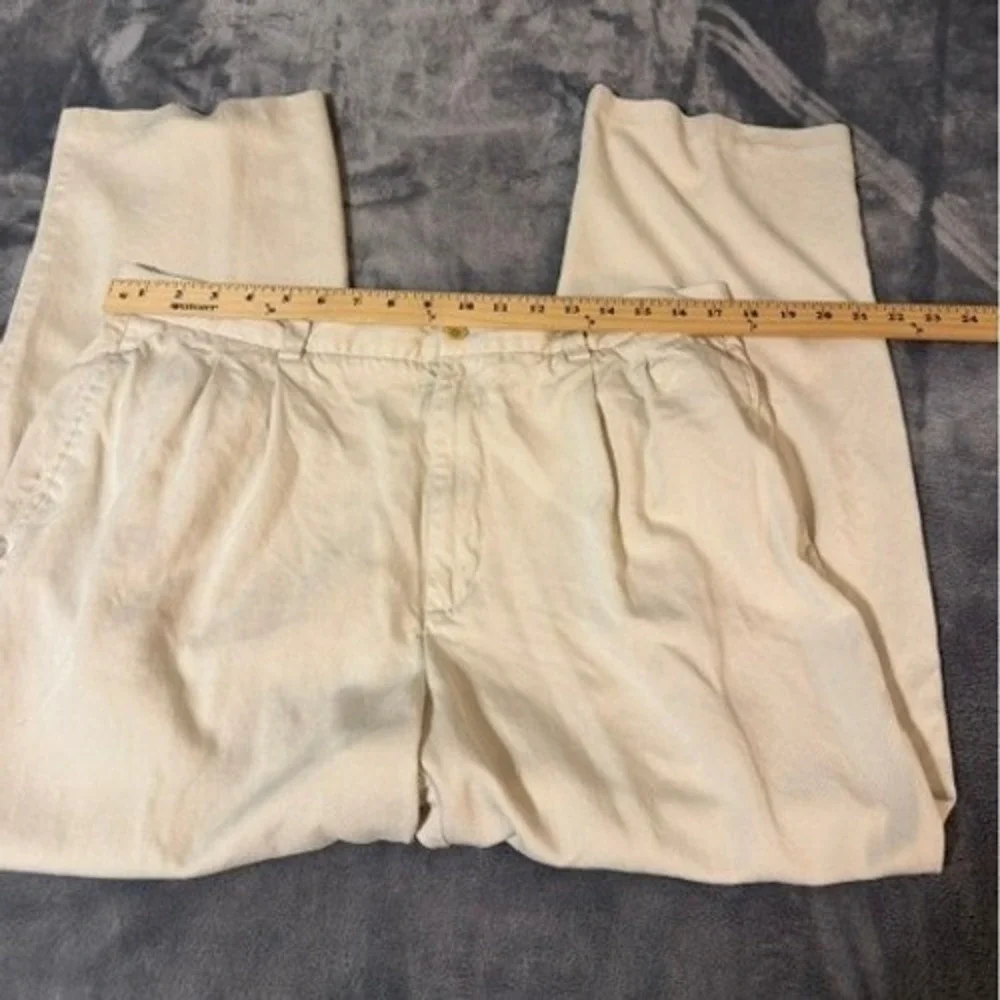 Tommy Bahama Mens 38x30 Cream 100% Silk Pleated Relaxed Wide Leg Trousers Pants